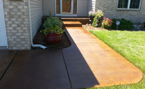 Stained Concrete Sidewalk & Steps