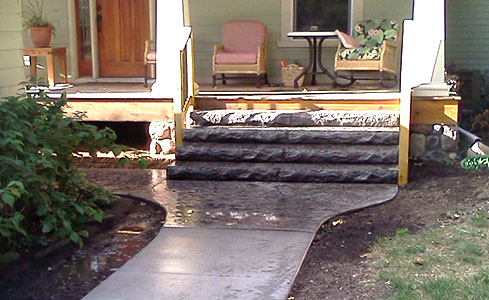 Stamped & Stained Concrete Sidewalk & Steps