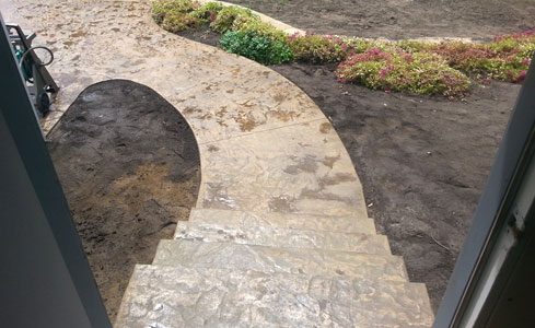 Stamped & Stained Concrete Sidewalk & Steps